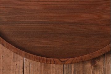 和製アンティーク　昭和初期　ケヤキ材一枚板使用　鮮明な木目が味わい深い丸盆(トレー、和盆)