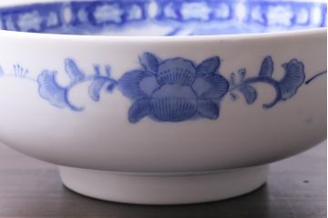 古民具　大正昭和初期　山水図　素朴ながら味わい深い9寸深鉢(深皿、和食器)