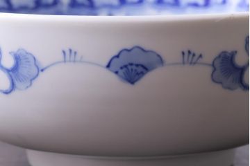 古民具　大正昭和初期　山水図　素朴ながら味わい深い9寸深鉢(深皿、和食器)