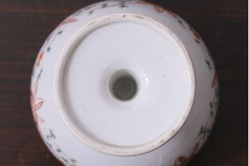 古民具・骨董　明治期　色絵　鶴の図　彩り豊かな盃洗(酒器)