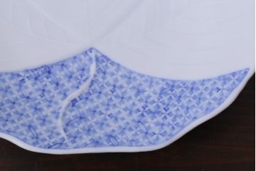 古民具・骨董　幕末明治期　櫛高台　葉文変形皿(中皿、和食器、鍋島焼)2枚セット