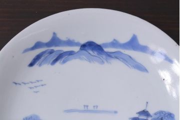 古民具・骨董　江戸期　古伊万里　山水図の中皿(和食器)2枚セット