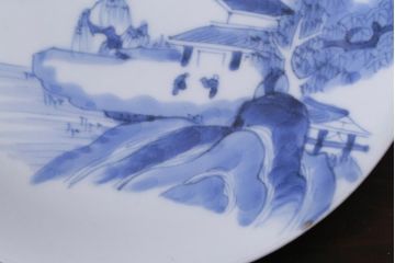 古民具・骨董　江戸期　古伊万里　山水図の中皿(和食器)2枚セット