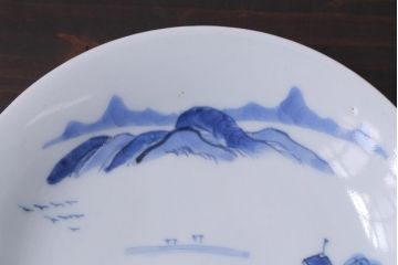 古民具・骨董　江戸期　古伊万里　山水図の中皿(和食器)3枚セット