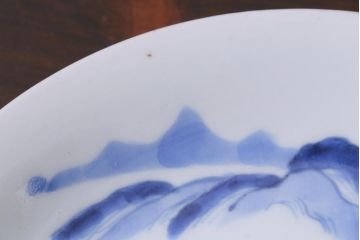 古民具・骨董　江戸期　古伊万里　山水図の中皿(和食器)3枚セット