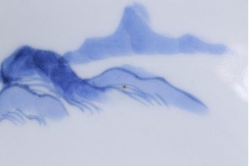 古民具・骨董　江戸期　古伊万里　山水図の中皿(和食器)3枚セット