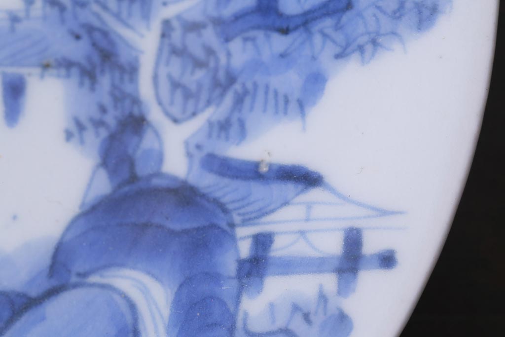 古民具・骨董　江戸期　古伊万里　山水図の中皿(和食器)3枚セット