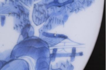 古民具・骨董　江戸期　古伊万里　山水図の中皿(和食器)3枚セット