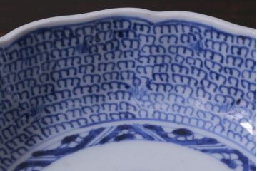 古民具・骨董　幕末期　伊万里　微塵唐草文　なます皿(鉢、和食器)3枚セット