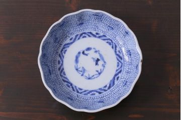 古民具・骨董　幕末期　伊万里　微塵唐草文　なます皿(鉢、和食器)2枚セット