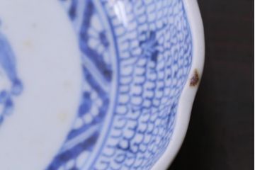 古民具・骨董　幕末期　伊万里　微塵唐草文　なます皿(鉢、和食器)2枚セット