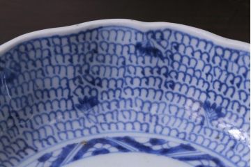 古民具・骨董　幕末期　伊万里　微塵唐草文　なます皿(鉢、和食器)2枚セット