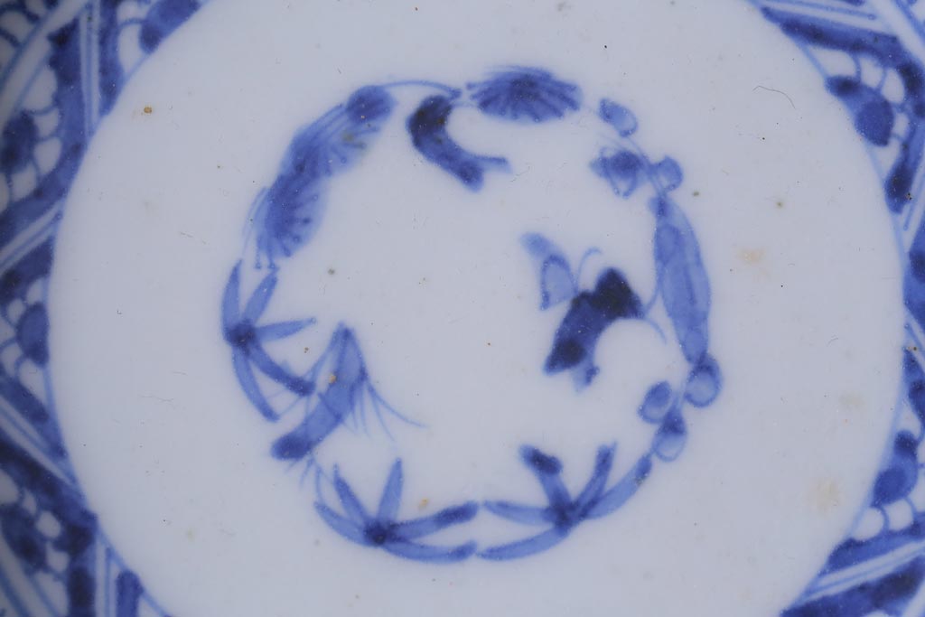 古民具・骨董　幕末期　伊万里　微塵唐草文　なます皿(鉢、和食器)2枚セット