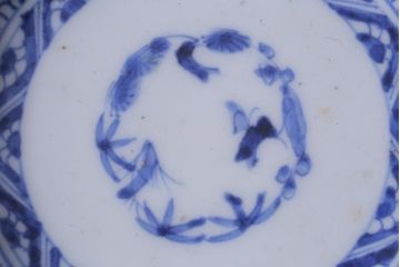 古民具・骨董　幕末期　伊万里　微塵唐草文　なます皿(鉢、和食器)2枚セット