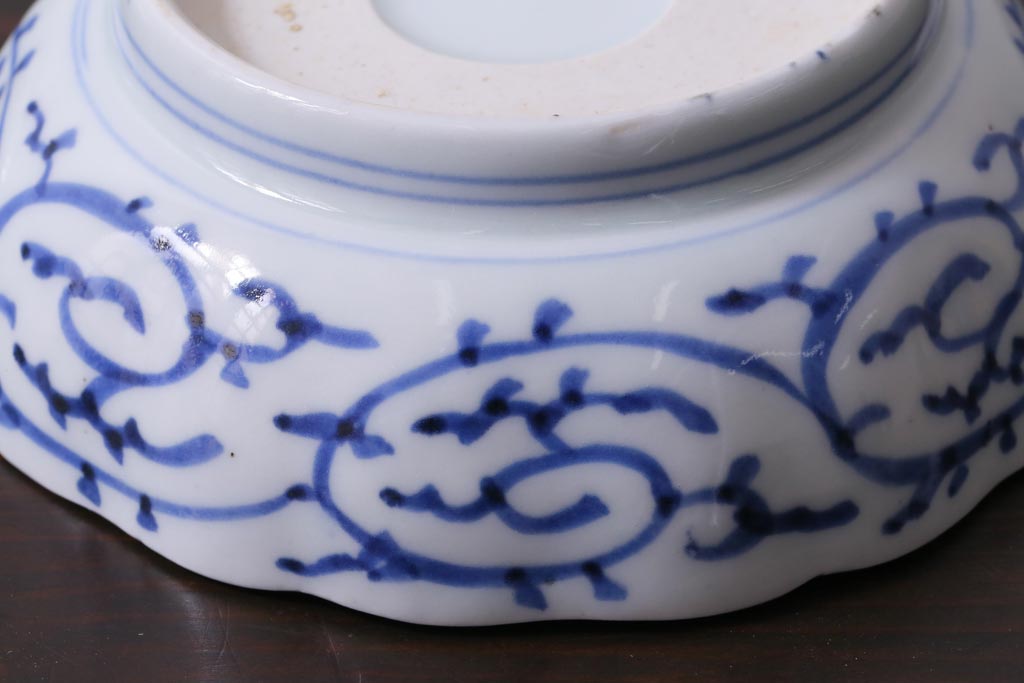 古民具・骨董　幕末期　伊万里　微塵唐草文　なます皿(鉢、和食器)2枚セット