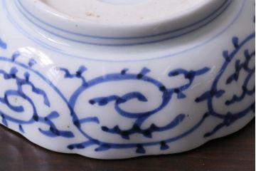 古民具・骨董　幕末期　伊万里　微塵唐草文　なます皿(鉢、和食器)2枚セット