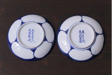 古民具・骨董　幕末明治期　五良太夫呉祥瑞造　花図小皿(和食器)2枚セット