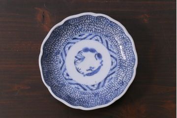 江戸後期　伊万里　成化年製　微塵(みじん)唐草・蛸唐草文　染付小皿2枚セット(和食器)