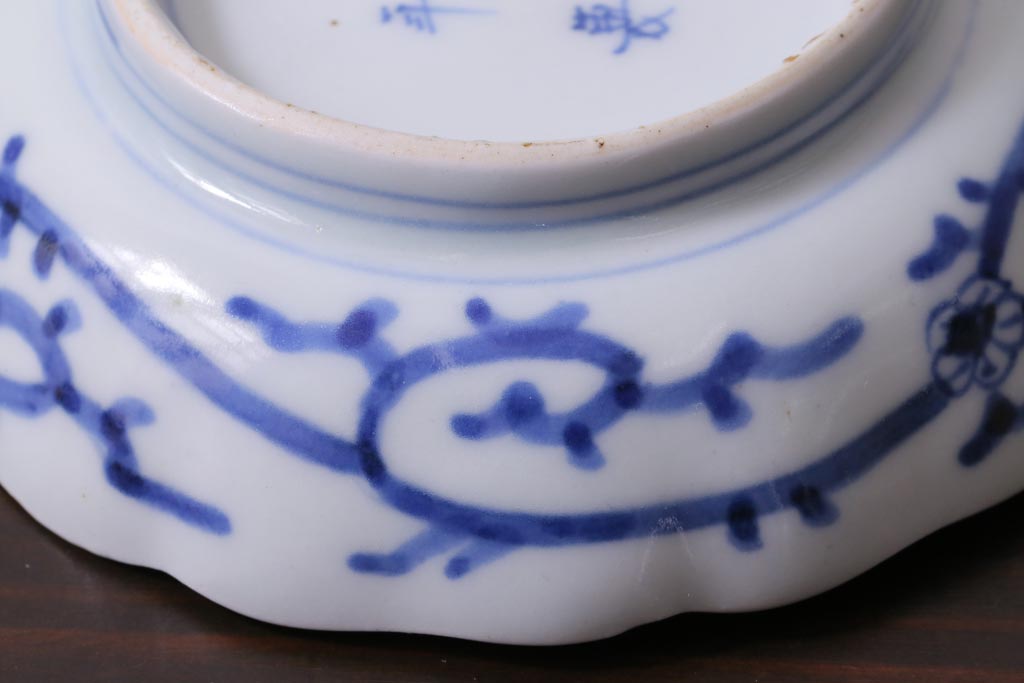 江戸後期　伊万里　成化年製　微塵(みじん)唐草・蛸唐草文　染付小皿2枚セット(和食器)