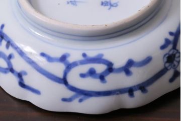 江戸後期　伊万里　成化年製　微塵(みじん)唐草・蛸唐草文　染付小皿2枚セット(和食器)