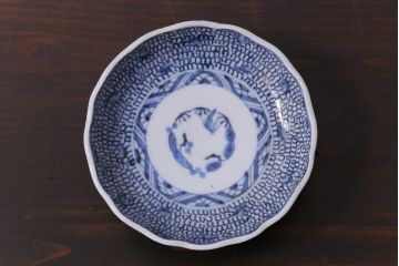 江戸後期　伊万里　成化年製　微塵(みじん)唐草・蛸唐草文　染付小皿3枚セット(和食器)