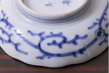 江戸後期　伊万里　成化年製　微塵(みじん)唐草・蛸唐草文　染付小皿3枚セット(和食器)