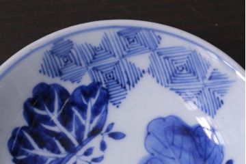 和製アンティーク　幕末　伊万里　五三桐の紋様が描かれた染付小皿2枚セット(和食器)