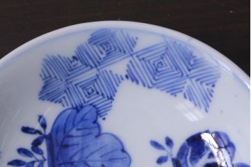 和製アンティーク　幕末　伊万里　五三桐の紋様が描かれた染付小皿2枚セット(和食器)