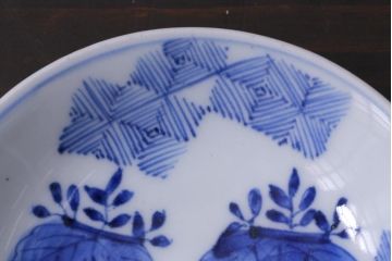 和製アンティーク　幕末　伊万里　五三桐の紋様が描かれた染付小皿2枚セット(和食器)