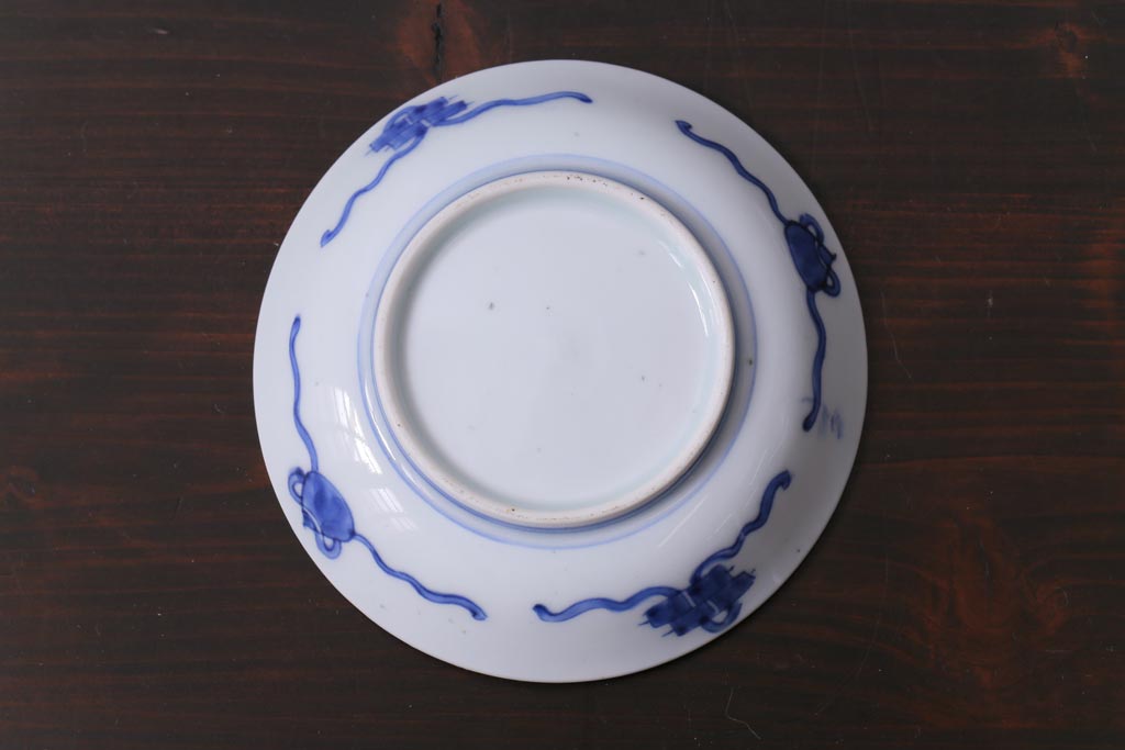 和製アンティーク　幕末　伊万里　五三桐の紋様が描かれた染付小皿2枚セット(和食器)