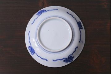 和製アンティーク　幕末　伊万里　五三桐の紋様が描かれた染付小皿2枚セット(和食器)