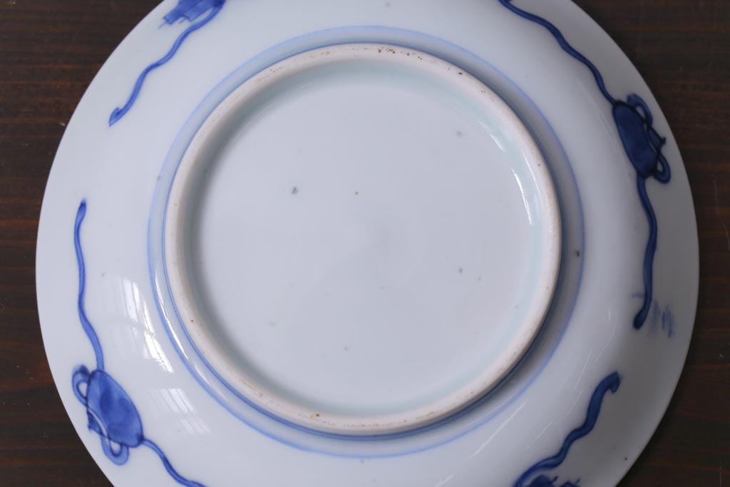 和製アンティーク　幕末　伊万里　五三桐の紋様が描かれた染付小皿2枚セット(和食器)