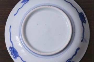 和製アンティーク　幕末　伊万里　五三桐の紋様が描かれた染付小皿2枚セット(和食器)