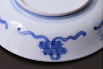 和製アンティーク　幕末　伊万里　五三桐の紋様が描かれた染付小皿2枚セット(和食器)