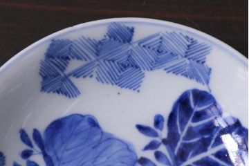 和製アンティーク　幕末　伊万里　五三桐の紋様が描かれた染付小皿2枚セット(1)(和食器)