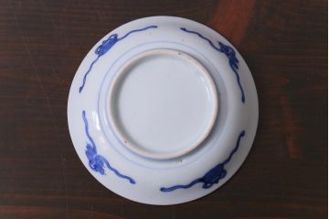 和製アンティーク　幕末　伊万里　五三桐の紋様が描かれた染付小皿2枚セット(1)(和食器)