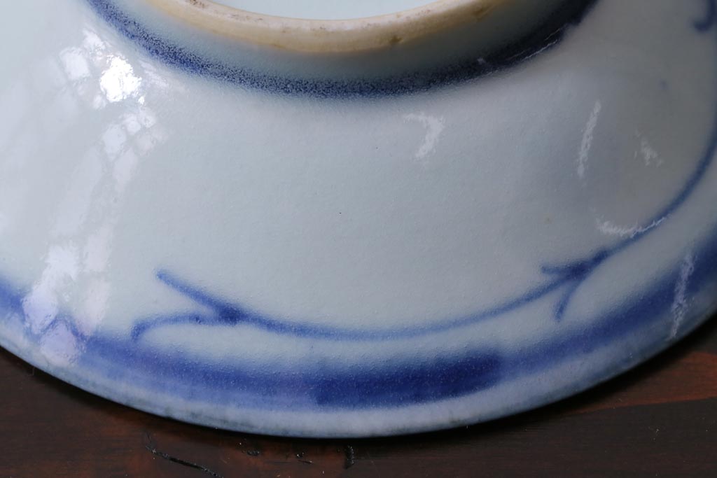 江戸期　中国　花唐草文様　古染付の3寸小皿2枚セット(和食器)