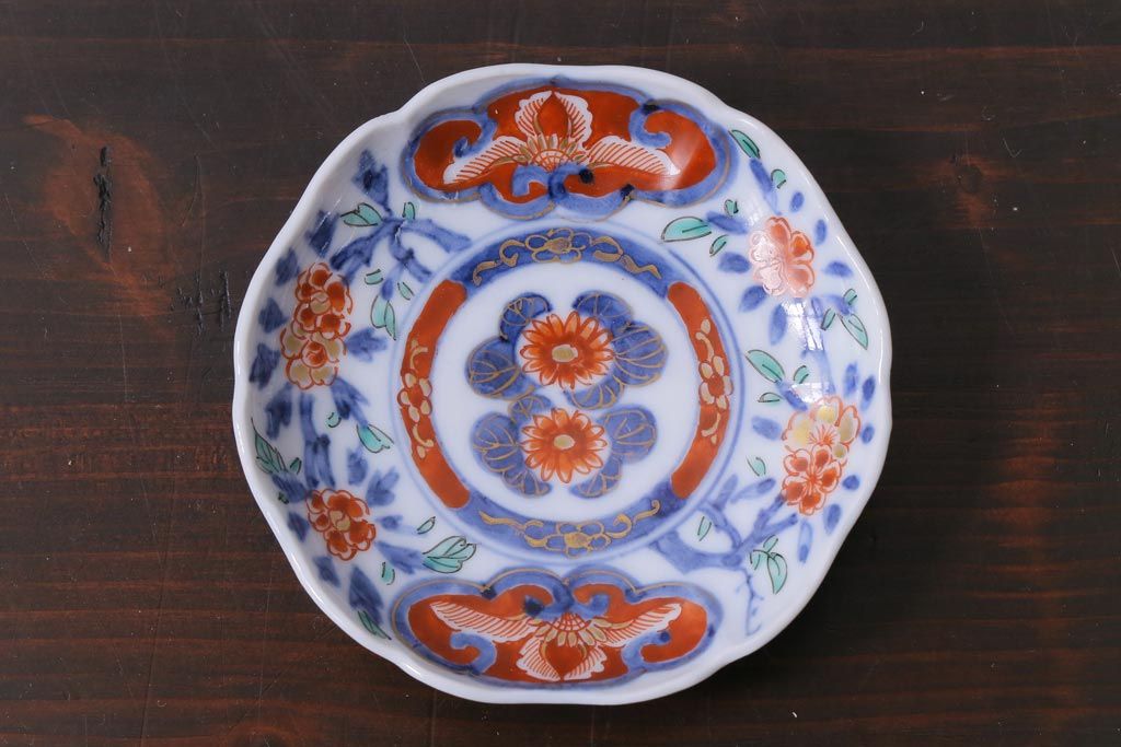 和製アンティーク　古伊万里　大明成化年製　色絵染付小皿2枚セット(和食器)