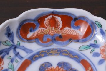 和製アンティーク　古伊万里　大明成化年製　色絵染付小皿2枚セット(和食器)