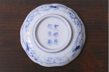 和製アンティーク　古伊万里　大明成化年製　色絵染付小皿2枚セット(和食器)