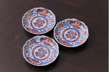 和製アンティーク　古伊万里　大明成化年製　色絵染付小皿3枚セット(和食器)