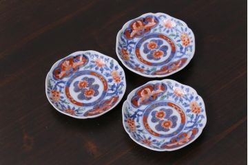 和製アンティーク　古伊万里　大明成化年製　色絵染付小皿3枚セット(和食器)