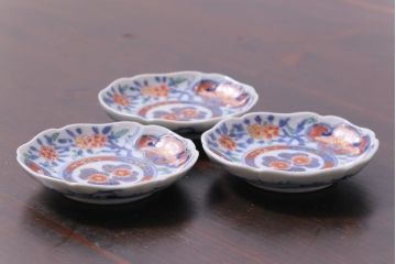 和製アンティーク　古伊万里　大明成化年製　色絵染付小皿3枚セット(和食器)