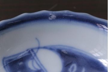 骨董　江戸期　古伊万里　船の図　染付　3.3寸小皿2枚セット(和食器)