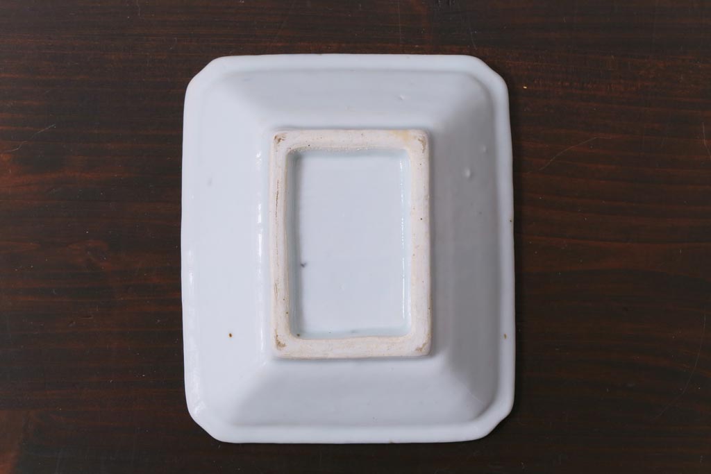 江戸期　梅の図　和の空間を彩るアンティークの染付小皿3枚セット(角皿、和食器)(1)