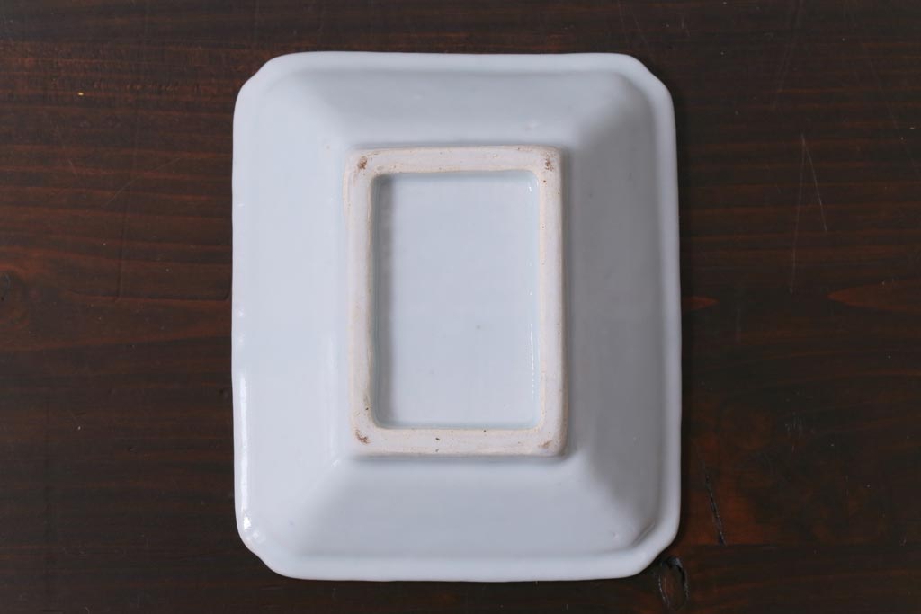 江戸期　梅の図　和の空間を彩るアンティークの染付小皿3枚セット(角皿、和食器)(2)