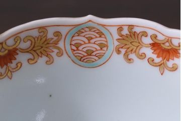 和製アンティーク　江戸期　草花文　色彩鮮やかな色絵の向付(そば猪口、和食器)(1)