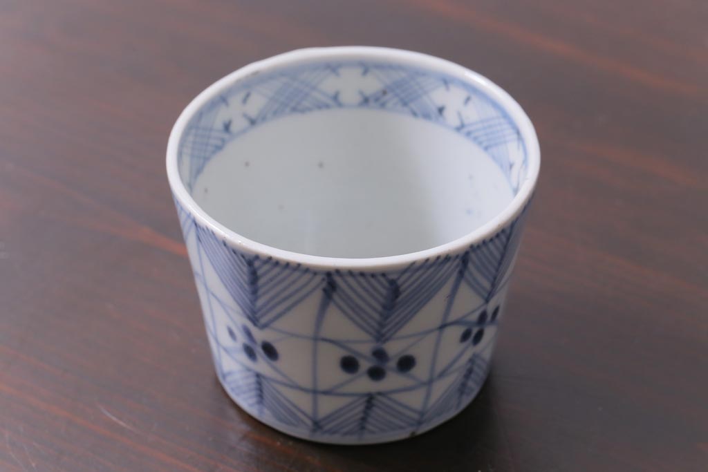 江戸後期 四弁花文 幾何学模様がおしゃれなそば猪口(蕎麦猪口、和食器)(3)