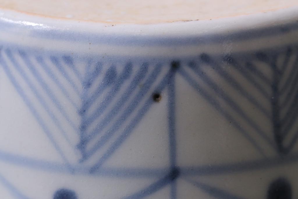 江戸後期　四弁花文　幾何学模様がおしゃれなそば猪口(蕎麦猪口、和食器)