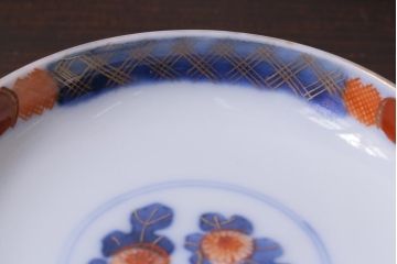 和製アンティーク　伊万里　豊かな彩りを感じる色絵の蓋付き茶碗3客セット(和食器)